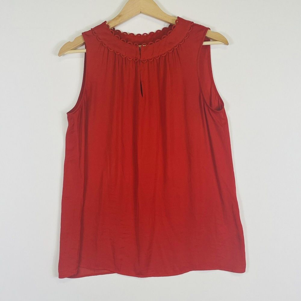 Boden Red Sleeveless Scallop Neck Blouse